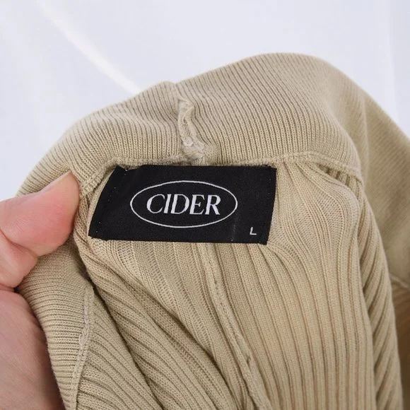 Cider Light Green Beige Ribbed Pants Women's Large - Picture 7 of 7